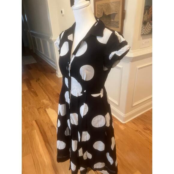 ROBBIE BEE PINUP MIDI BUTTON UP  POLKA DOT DRESS WOMENS SIZE 8 - Picture 6 of 7